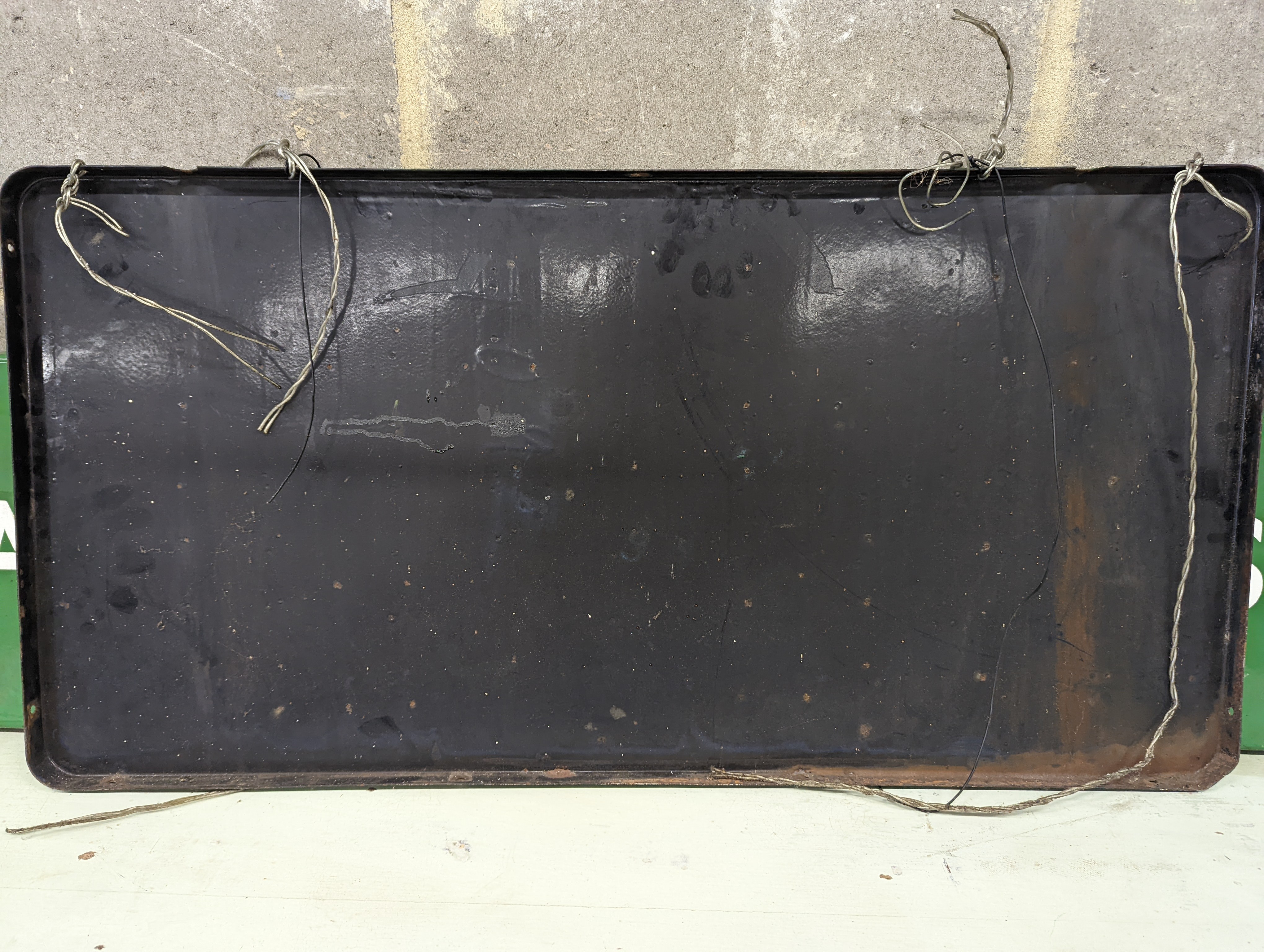 A vintage British Railways green and white rectangular enamel sign, width 91cm, height 46cm